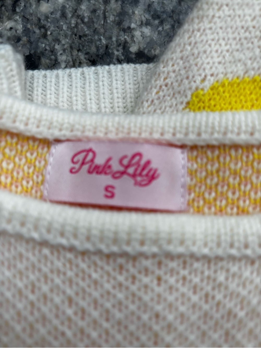 Pink Lily Cream and Yellow Knit Top